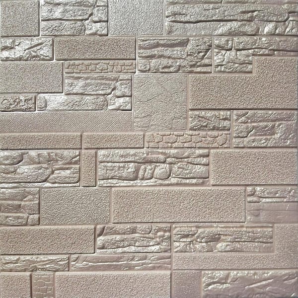 Falkirk Jura II 28 in. x 28 in. Peel & Stick Pale Copper Faux Bricks, Stones PE Foam Decorative Wall Paneling (10-Pack)