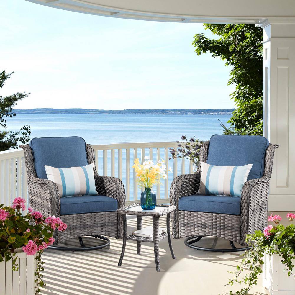 Hampton Bay Chasewood Brown Wicker Outdoor Patio Swivel And Glider