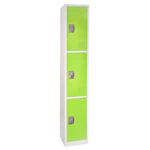 629-Series 72 in. H 3-Tier Steel Key Lock Storage Locker Free Standing Cabinets for Home, School, Gym in Green (4-Pack)