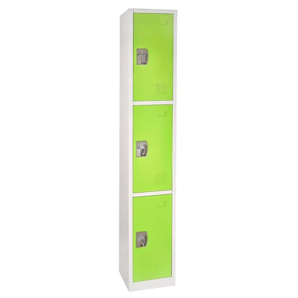 629-Series 72 in. H 3-Tier Steel Key Lock 3-Shelf Storage Locker Free Standing Cabinets for Home, School, Gym in Green