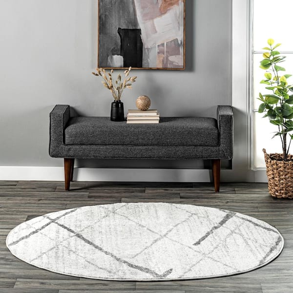 Thigpen Contemporary Stripes Gray 4 ft. Round Rug