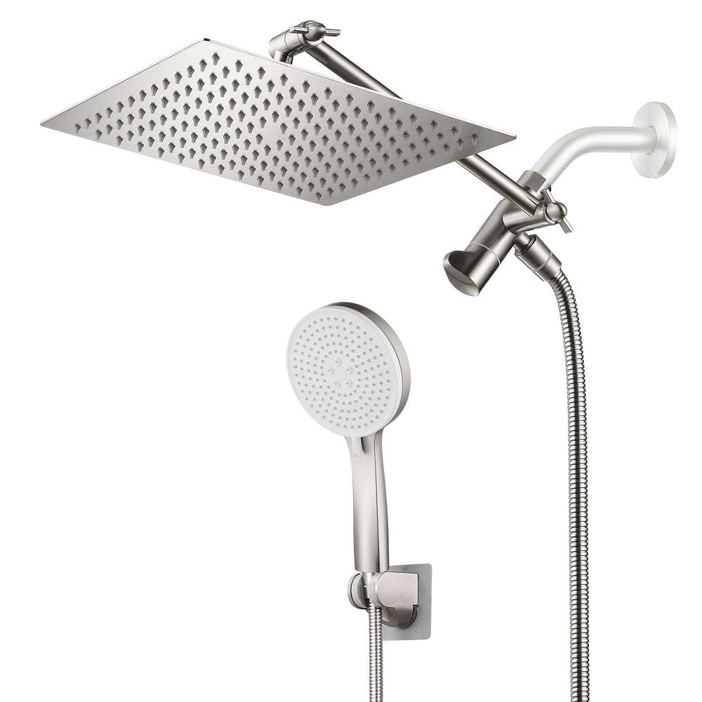 Zalerock Rainfull 5-Spray Patterns 10 in. Wall Mount Dual Shower Head ...