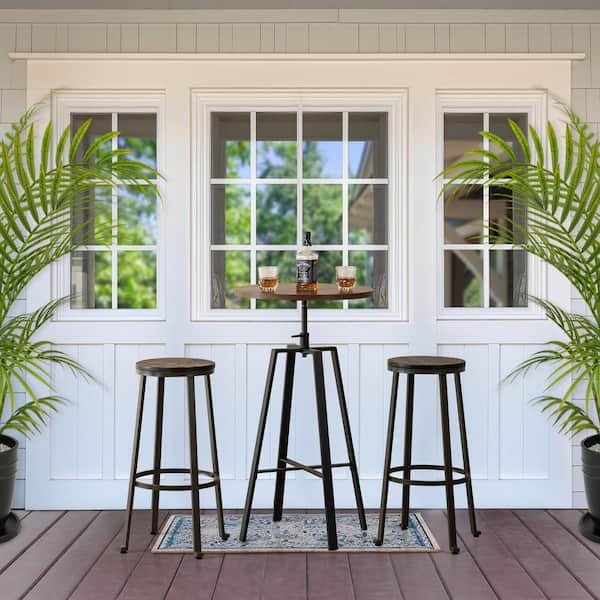 Glitzhome Pub Table Set Modern Adjustable Round Bar Table with