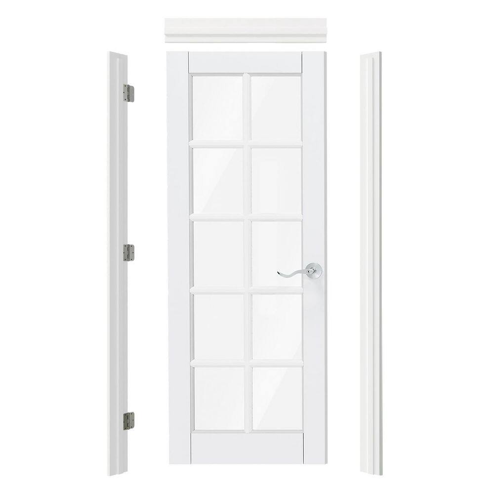 28in. x 80in. 10 Lite Clear Glass, White Composite Prehung Interior Door Left-Handed with Quick Assemble Jamb & Handle price history on PriceWatchPro