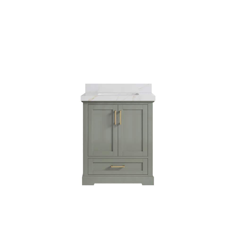 Boston 30 in. Single Sink Freestanding Evergreen Bath Vanity with Calcutta Sienna Quatrz Top Unassembled price history on PriceWatchPro