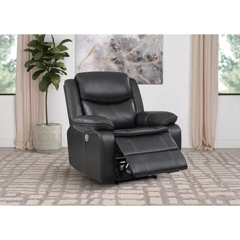 Coaster Sycamore Dark Gray Upholstered Power Recliner Chair