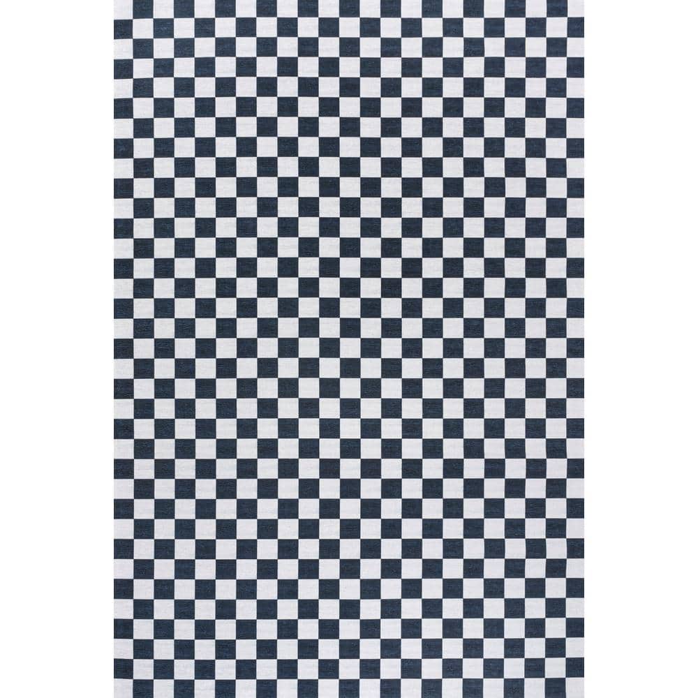 Ainsley Modern Cottage Checkerboard Washable Dark Blue/White 8 ft. x 10 ft. Area Rug price history on PriceWatchPro