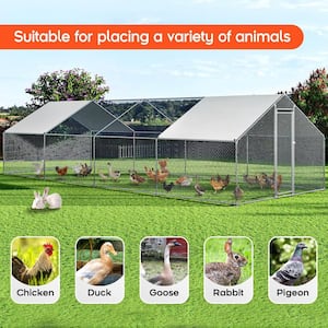 26.2 ft. Metal Chicken Coop Walk-In Poultry Cage Large Chicken Run Spire Shaped Cage Waterproof Anti-Ultraviolet Cover