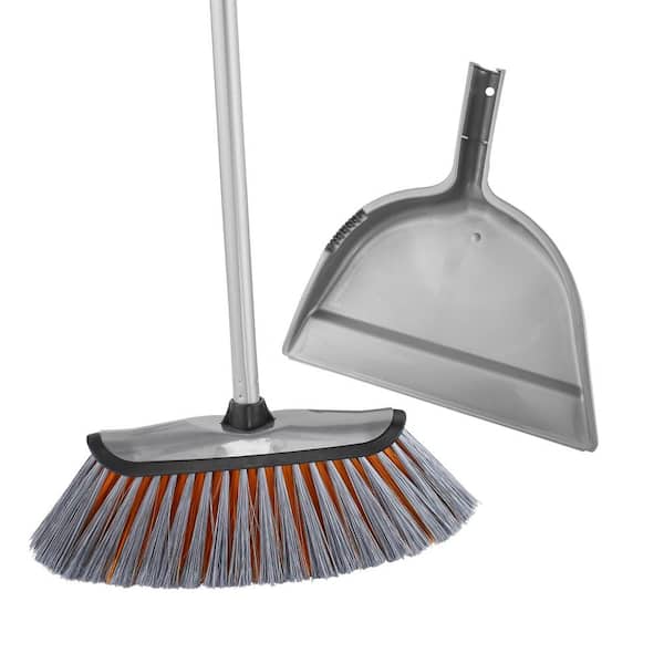 Superio Angle Broom Grey with Clip-On Dustpan
