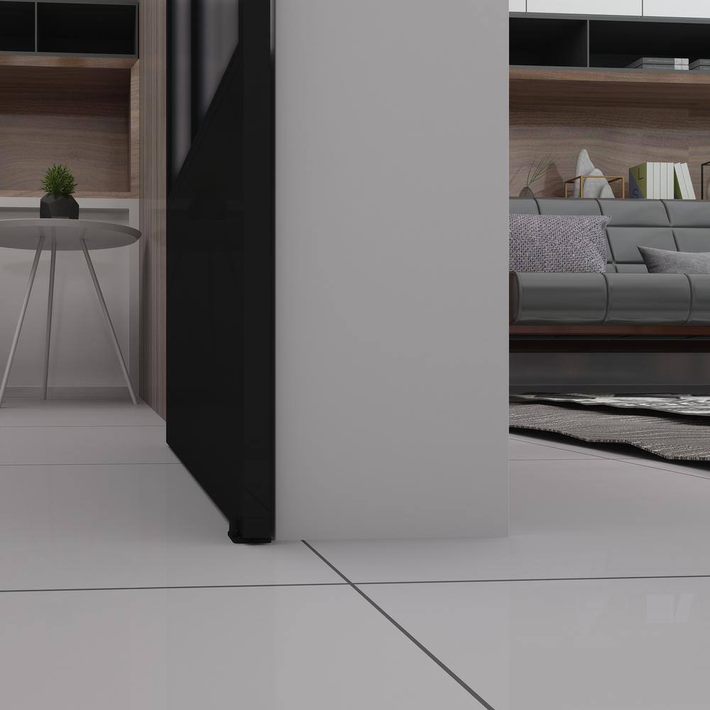 Nation Black Metal Barn Door with Frosted Glass Panels
