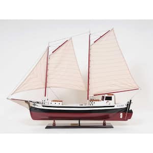 31.25 in. Multicolor Sailboat Model With Solid Wood Base