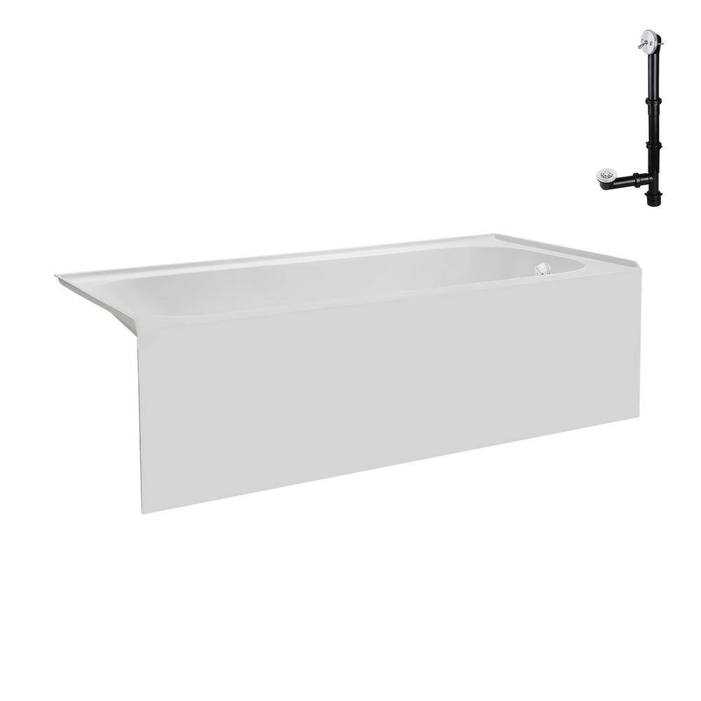 66" Glossy White Acrylic Right-Hand Drain Alcove Bathtub