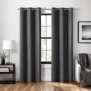 Magnitech Welwick Black Solid Polyester 84 in. L x 40 in. W Blackout Grommet Curtain