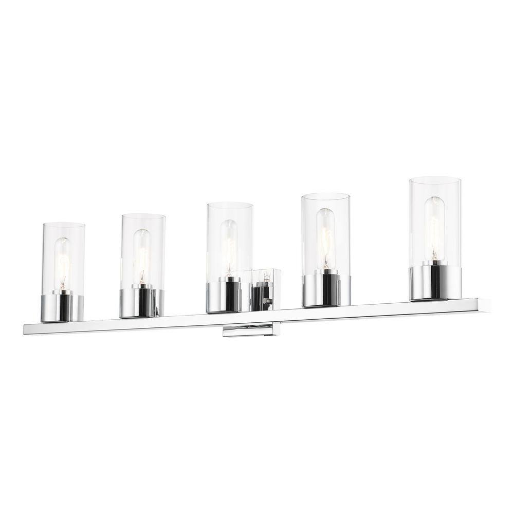 Carson Polished Chrome 5-Light Vanity Sconce with Clear Glass