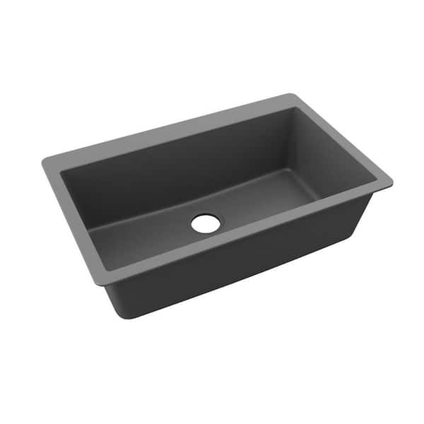 Elkay Quartz Classic 33 in. Drop-in Single Bowl Graphite Granite/Quartz Composite Kitchen Sink Only