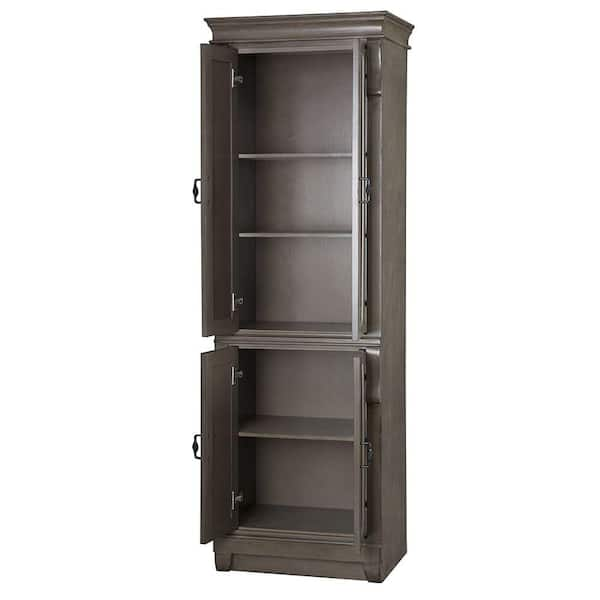 Bathroom Linen Storage Tower Cabinet Elements Acacia - Gray Wood