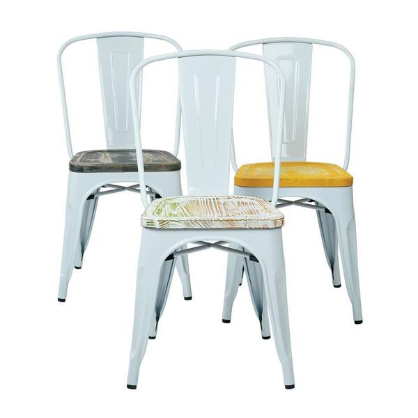 OSP Home Furnishings Bristow White and Pine Irish Metal/Wood Side Chair (Set of 4)