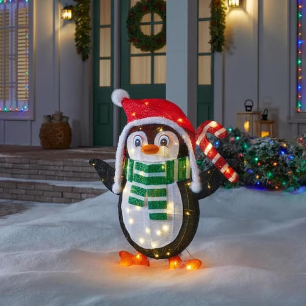 Inflatable LED Christmas Decoration Direction Candy Cane Sign Outdoor Yard Decor 