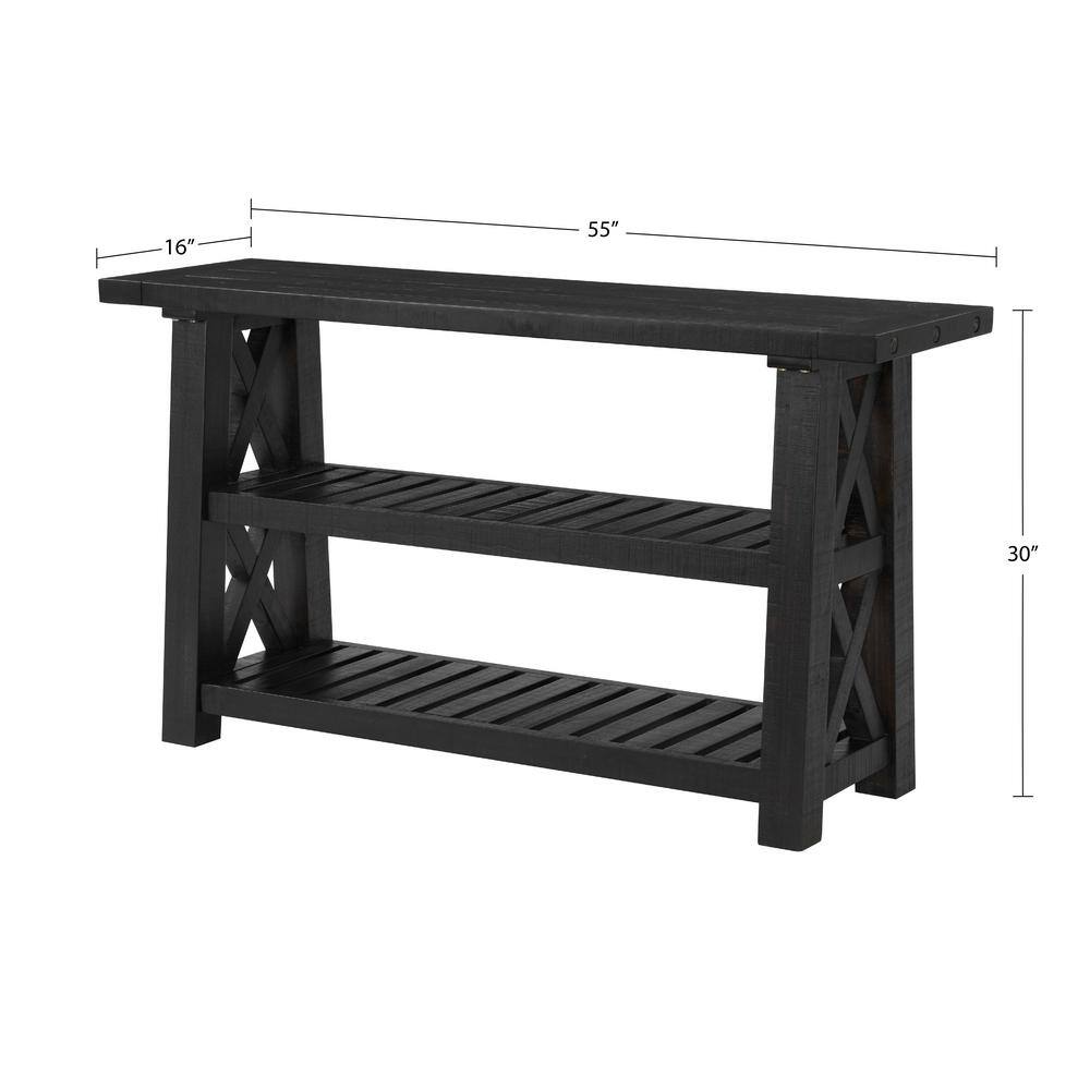 Bolton 55" Black Stain Wood and Metal Console Table with Storage