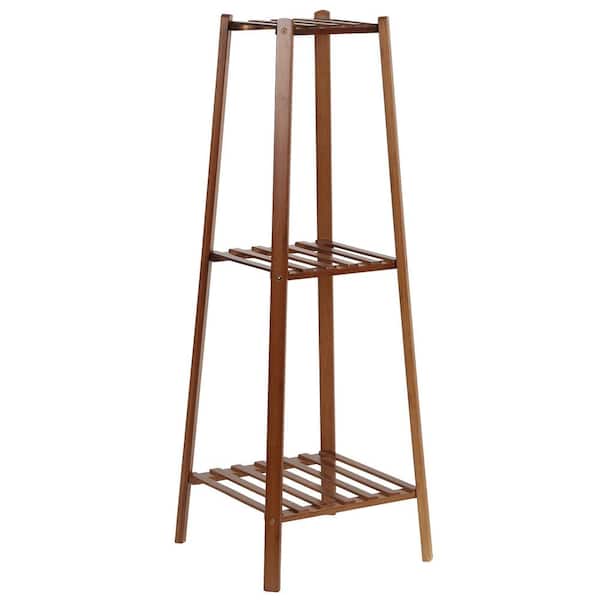 AESOME 38 in. x 12 in. Indoor Brown Bamboo Wood Plant Stand 4-Potted Display Holder 4-Tier Garden Kits and Accessories