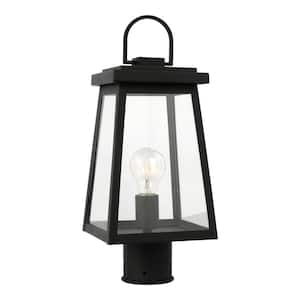 Founders 1-Light Black Aluminum Weather Resistant Outdoor Post Light Set with Clear and White Glass Panels Included
