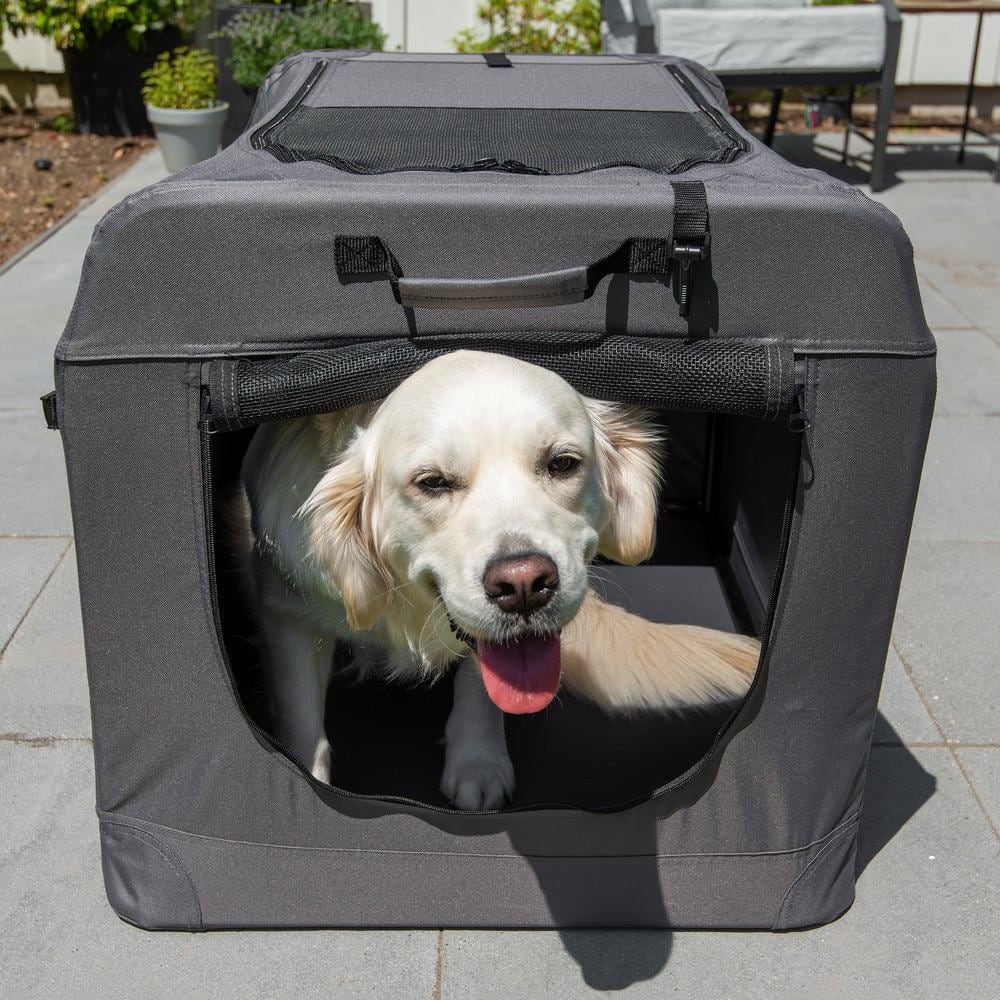 Large Gray Soft Sided Portable Dog Crate
