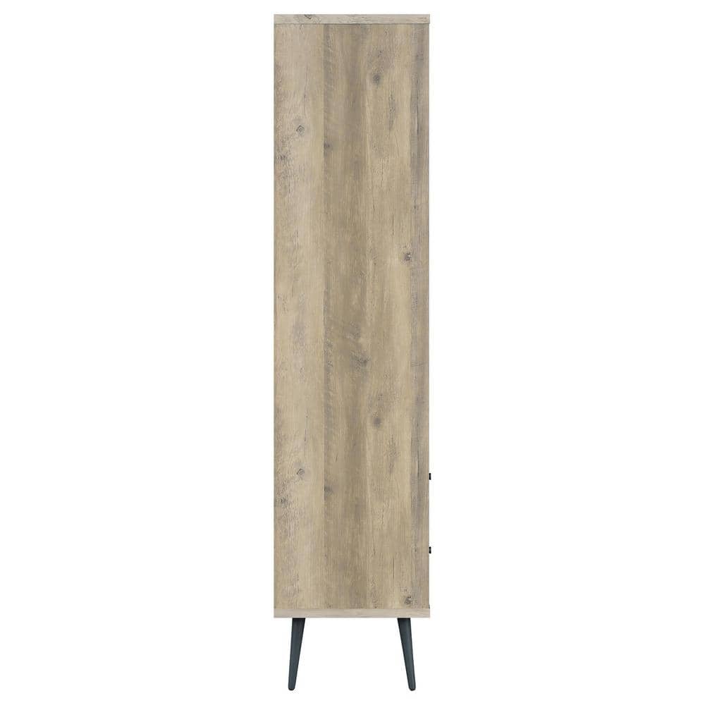 Maeve 70" Mid Century Modern Gray Wood Bookcase with Drawers