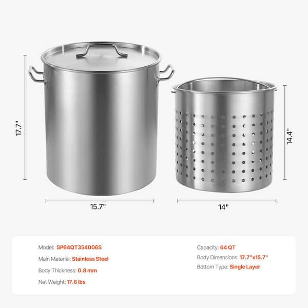 SVOPES 64 qt. Stainless Steel Stockpot, Heavy Duty Cookware with