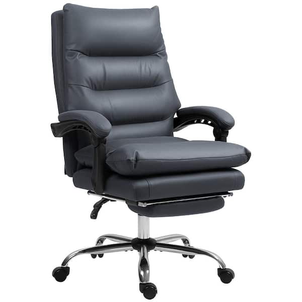 Executive Massage Office Chair, Heated Reclining Chair with Footrest, Microfiber, Swivel Wheels, Dark Gray