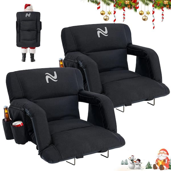 2-Pack Stadium Seats with Back Support Comfy Cushion, 6 Reclining Positions, 21 in. Chair Bleacher Chairs with Armrests