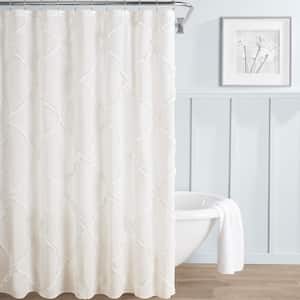 Adelina White Cotton 72in X 72in Shower Curtain