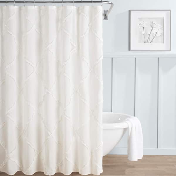 Laura Ashley Adelina White Cotton 72in X 72in Shower Curtain