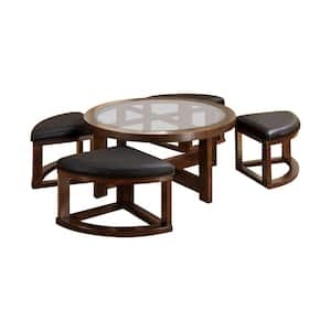 40 in. Brown Round Glass Top Coffee Table