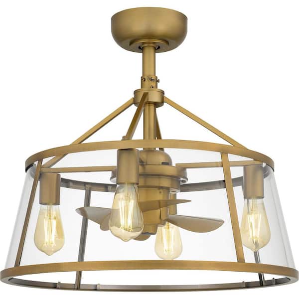 Quoizel Barlow 22 in. 4-Light Weathered Brass Ceiling Fan with Light