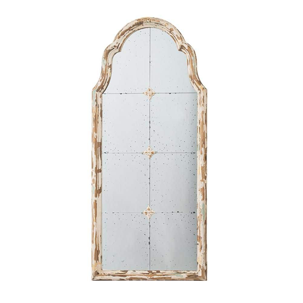Cream 21.5 in. W x 47.6 in. H Mid Century Irregular Wood Framed Mirror Wall