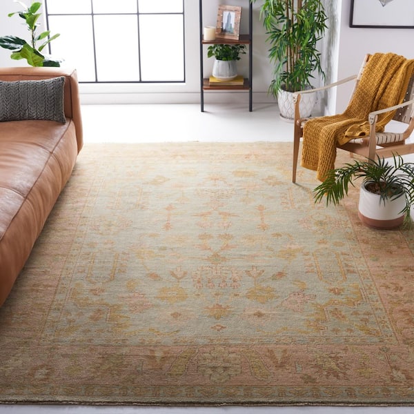 Oushak 10 ft. x 14 ft. Soft Green/Rust Oriental Area Rug