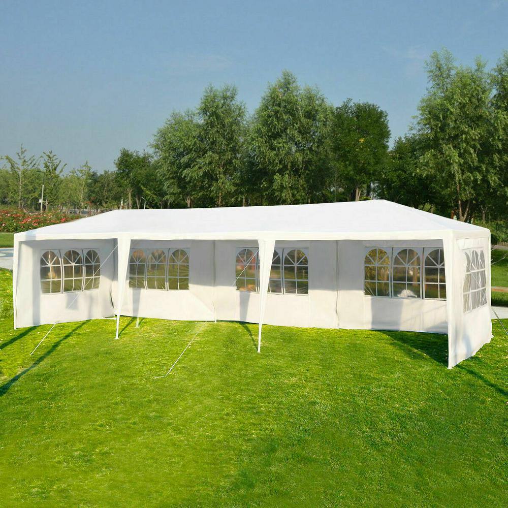 White 10'x30' Heavy Duty Outdoor Canopy Tent with Steel Frame