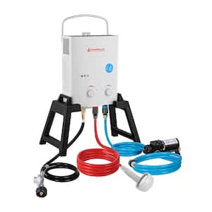 1.32 GPM 34,000 BTU Outdoor Portable Propane Tankless Water Heater with Water Pump Kit and Stand