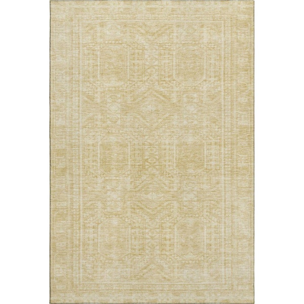 Mayfield Premium Machine Washable Abstract AMF1920 Wheat 5 ft. x 7 ft. 6 in. Area Rug