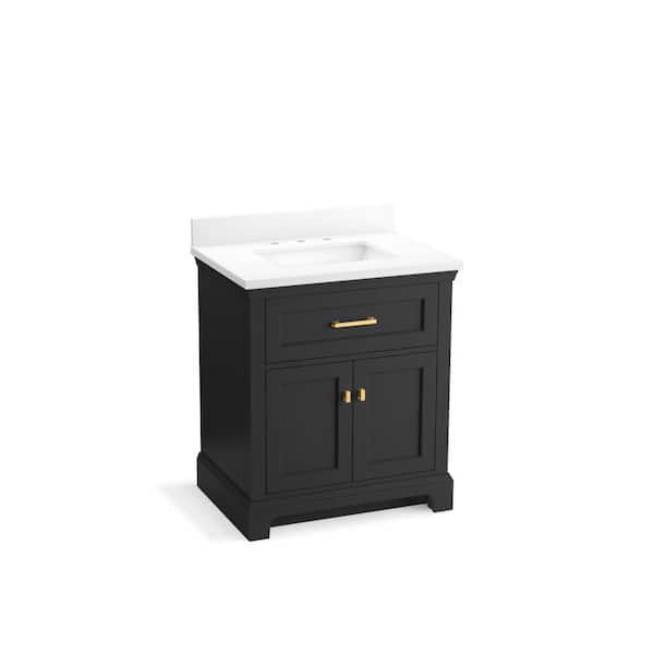 KOHLER Charlemont 30.98in. Single Sink Freestanding Ferrous Grey Bath Vanity with White Quartz Top Assembled
