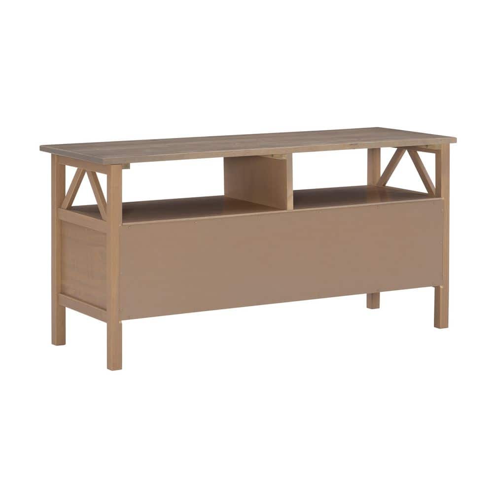 Rustic Gray 48'' Media Stand with Open Shelf and Storage Drawers