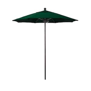 7.5 ft. Bronze Aluminum Commercial Market Patio Umbrella with Fiberglass Ribs and Push Lift in Forest Green Sunbrella