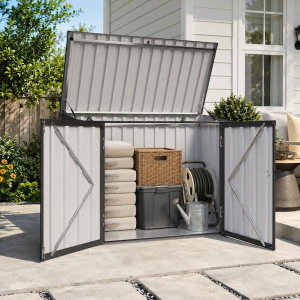 4 ft. x 2 ft. Metal Shed with 2-Piece Shelves, Floor Outdoor Waterproof Storage Shed (10 sq. ft.)