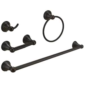4-Piece Bath Hardware Set with Towel Bar/Rack,Towel/Robe Hook, Toilet Paper Holder in Oil Rubbed Bronze