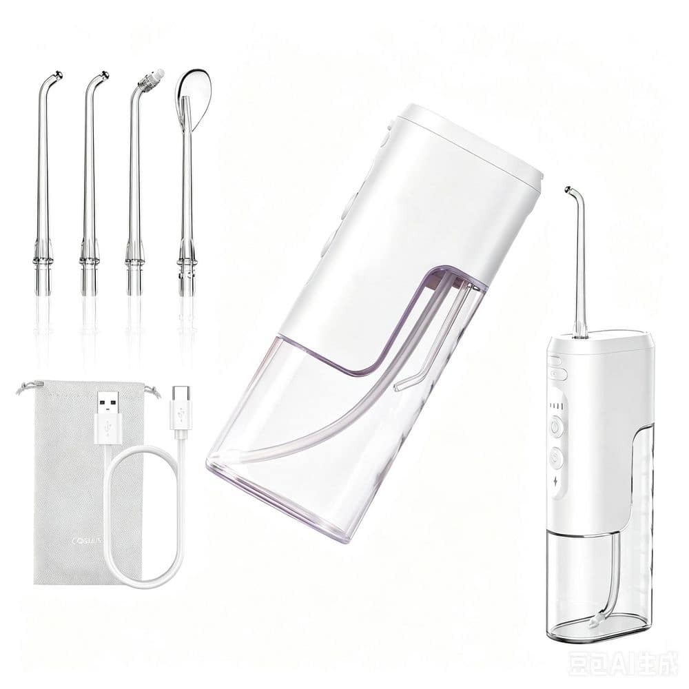 Mini Travel Water Flosser Cordless Oral Irrigator with 4 Modes Removable Tank IPX7 Waterproof in White (1-Pack)