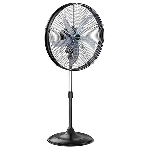 20 in. Heavy Duty High Velocity Pedestal Oscillating Drum Fan in Gray with Powerful 1/5 Motor, 9 ft. Power Cord