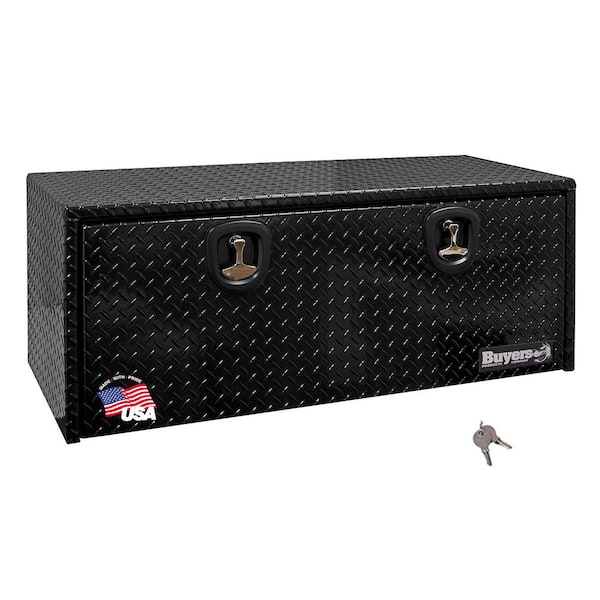 BUYERS PRODUCTS 18 in. x 18 in. x 48 in. Gloss Black Diamond Tread Aluminum Underbody Truck Tool Box