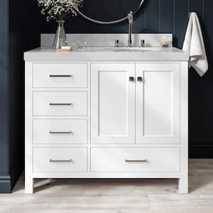 Cambridge 42 in. W x 22 in. D x 36.5 in. H Single Sink Freestanding Bath Vanity in White with Carrara Marble Top