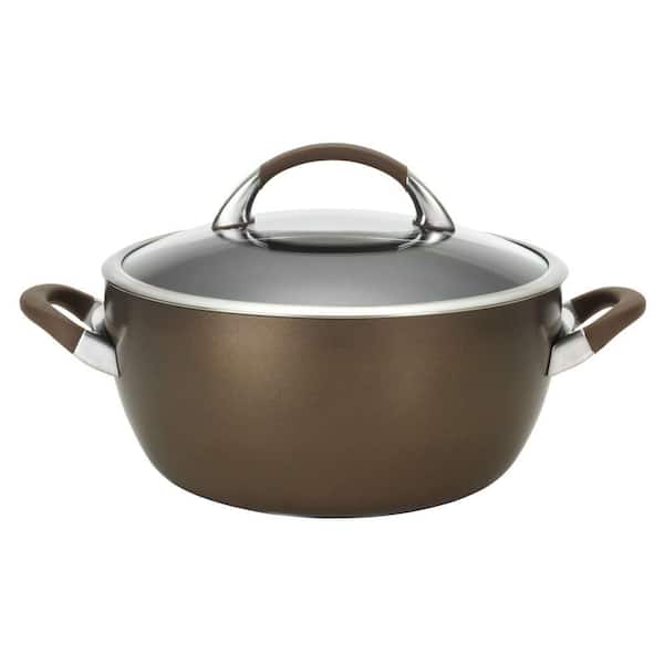 Circulon Symmetry 5.5 qt. Hard Anodized Aluminum Nonstick Casserole in Chocolate with Lid