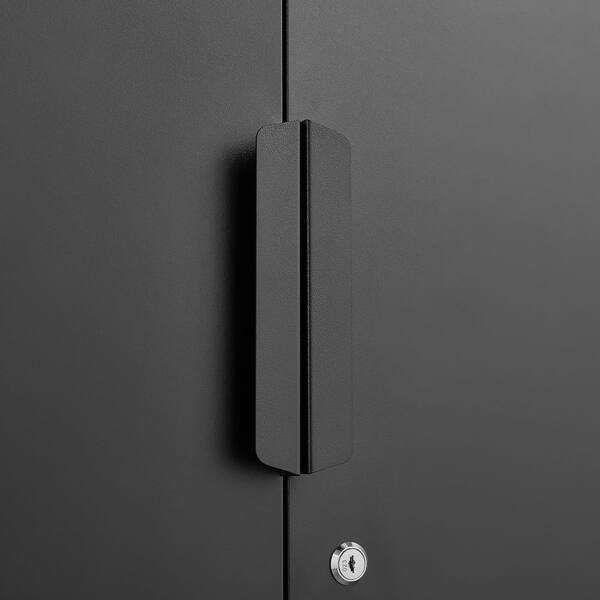 31.5 in. W x 16 in. D x 70.8 in. H Black Metal Outdoor Storage